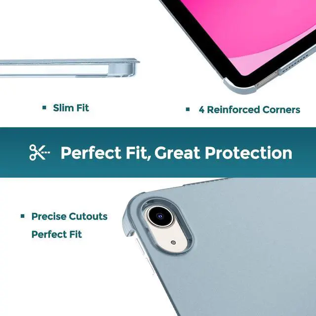 Alt view image 5 of 5 - ProCase Slim Stand Case for iPad 10th Generation Case 2022 iPad 10.9 Inch Case, iPad 10 -SkyBlue Bundle with 2 Pack iPad 10.9 10th Generation 2022 Screen Protector A2696/A2757/A2777