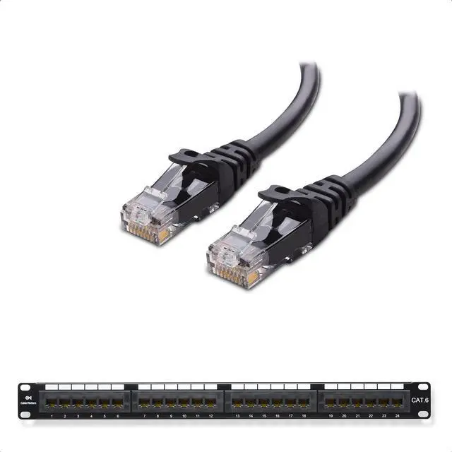 Main image of Cable Matters [UL Listed 24 Port Cat6 Patch Panel Rackmount/Wall Mount & Snagless Cat 6 Ethernet Cable - 25ft in Black