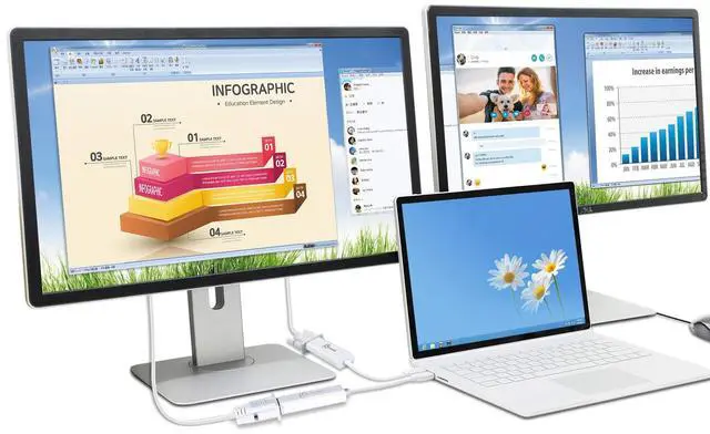 Alt view image 5 of 5 - j5create USB to VGA Adapter Cable- Multi-Monitor Desktop Display USB Video Card Converter | 1080p HD Playback | Compatible with Windows and Mac - White (JUA214)