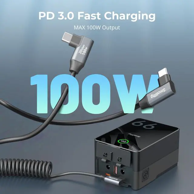 Alt view image 3 of 5 - SMALLRIG USB C to C Coiled Data Cable (Angled to Angled) and 240W USB C to C Cable with LED Display