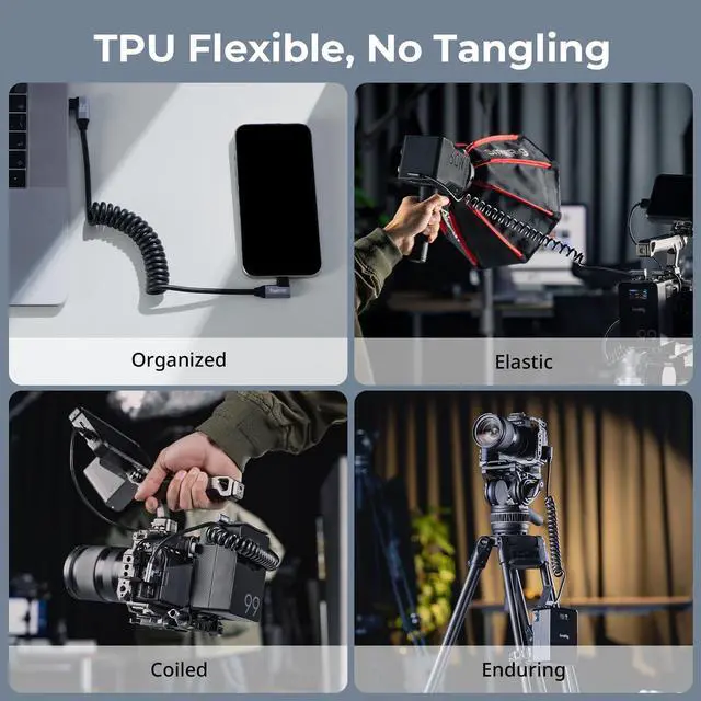 Alt view image 4 of 5 - SMALLRIG USB C to C Coiled Data Cable (Angled to Angled) and 240W USB C to C Cable with LED Display