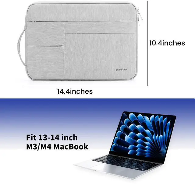 Alt view image 2 of 5 - Omnpak for 13.6 inch MacBook Air Case Sleeve Compatible with MacBook Air 13.6 M4/M3/M2/M1,MacBook Pro 13 M2/M1,14 inch MacBook Pro (M4/M3/M2/M1 Pro/Max),Water Repellent Laptop Case with Handle
