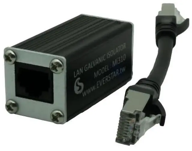 Main image of EverStar New MI-310 Metallic Housing Ethernet Galvanic Isolator + 6 Patch STP Cable (1+1pc Kit) for Apple/Android TV, Hi-Res Audio Systems (RJ45) | LAN Signal Noise Filter | Black