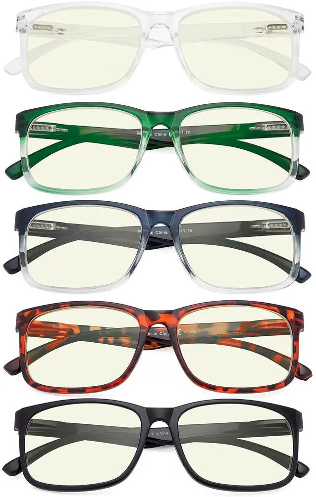 Alt view image 2 of 5 - Eyekepper 5 Pack Blue Light Blocking Reading Glasses Square Computer Readers +1.25