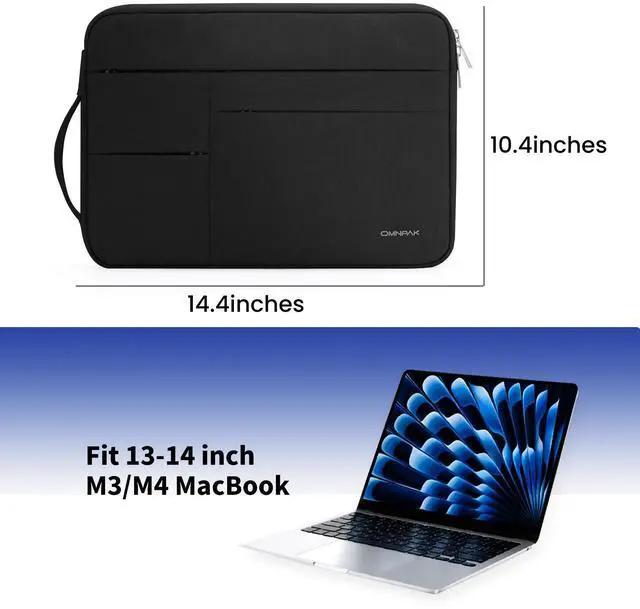 Alt view image 2 of 5 - Omnpak for 13.6 inch MacBook Air Case Sleeve Compatible with MacBook Air 13.6 M4/M3/M2/M1,MacBook Pro 13 M2/M1,14 inch MacBook Pro (M4/M3/M2/M1 Pro/Max),Water Repellent Laptop Case with Handle