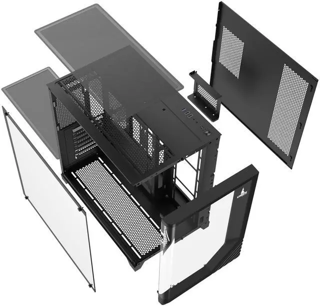 Alt view image 3 of 5 - Iceberg Crystal Wave L ATX Tower Gaming PC Case Full-View Panoramic Curved Tempered Glass Includes Seven (7) aRGB Fans (Negro)