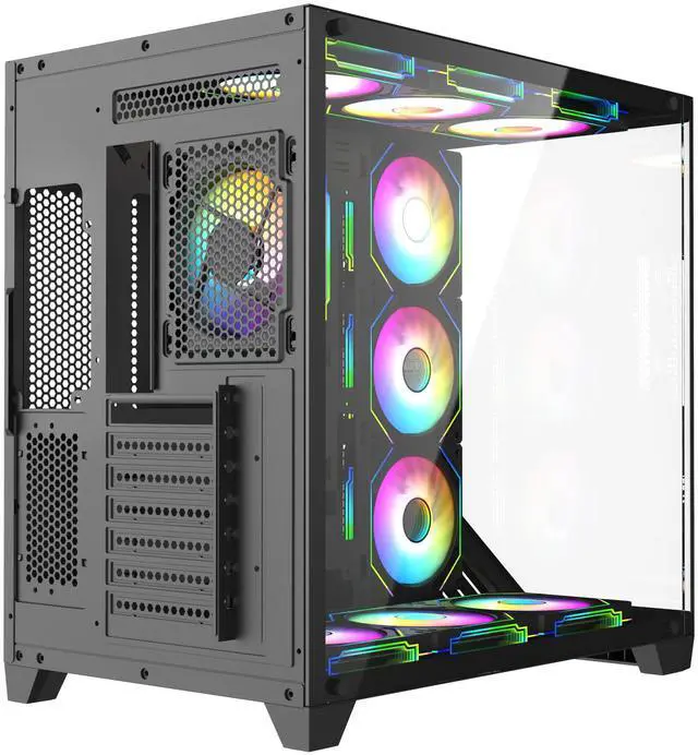 Alt view image 5 of 5 - Iceberg Crystal Wave L ATX Tower Gaming PC Case Full-View Panoramic Curved Tempered Glass Includes Seven (7) aRGB Fans (Negro)