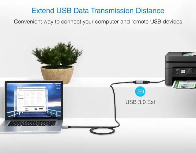 Alt view image 4 of 5 - BlueRigger USB 3.0 Extension Cable (10FT - 2Pack, 5 Gbps, in-Wall CL3 Rated, Type A Male to Female Cord) - Short USB Repeater Extender for VR Headset, Printer, Hard Drive, Keyboard, Mouse, Xbox