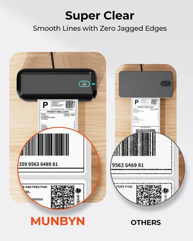Alt view image 4 of 5 - MUNBYN RW402B Thermal Label Printer+Thermal Direct Shipping Label (Pack of 500 4x6 Fan-Fold Labels)+Shipping Scale, Accurate 66lb/0.1oz Postal Scale