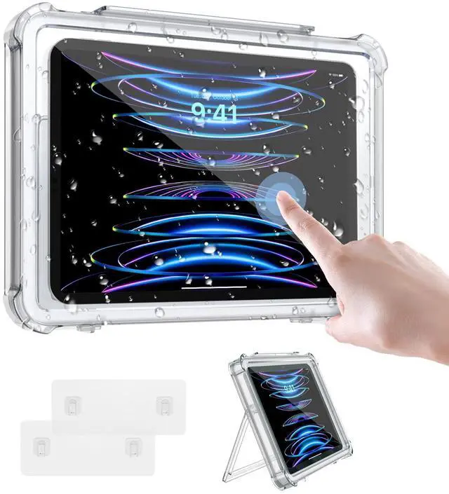 Main image of MoKo Waterproof Shower iPad Holder, Wall Mount with 360 Rotation, Anti-fog Screen, 2 Placement Modes, Fit for iPad 10/Pro 11 2022