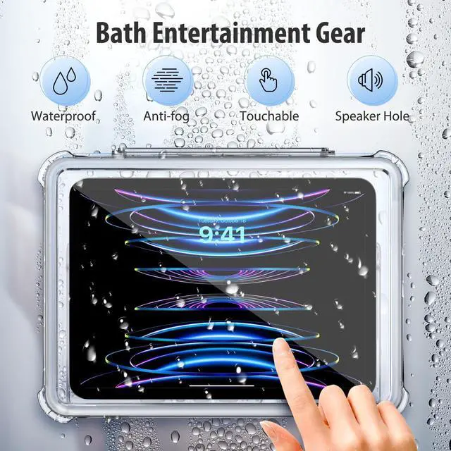 Alt view image 3 of 5 - MoKo Waterproof Shower iPad Holder, Wall Mount with 360 Rotation, Anti-fog Screen, 2 Placement Modes, Fit for iPad 10/Pro 11 2022