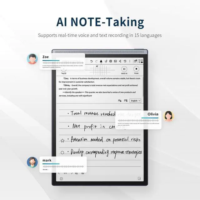 Alt view image 2 of 5 - AINOTE Air 2, 8.2-inch AI Note-Taking Tablet E Ink Tablet with24 Level Adjustable Light,Electronic Notebook with Pen,Voice-to-Text Transcription, Multi-Languages Chatgpt Support, for Meetings,Study.