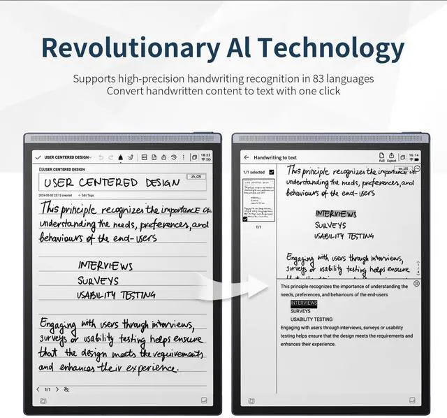 Alt view image 3 of 5 - AINOTE Air 2, 8.2-inch AI Note-Taking Tablet E Ink Tablet with24 Level Adjustable Light,Electronic Notebook with Pen,Voice-to-Text Transcription, Multi-Languages Chatgpt Support, for Meetings,Study.