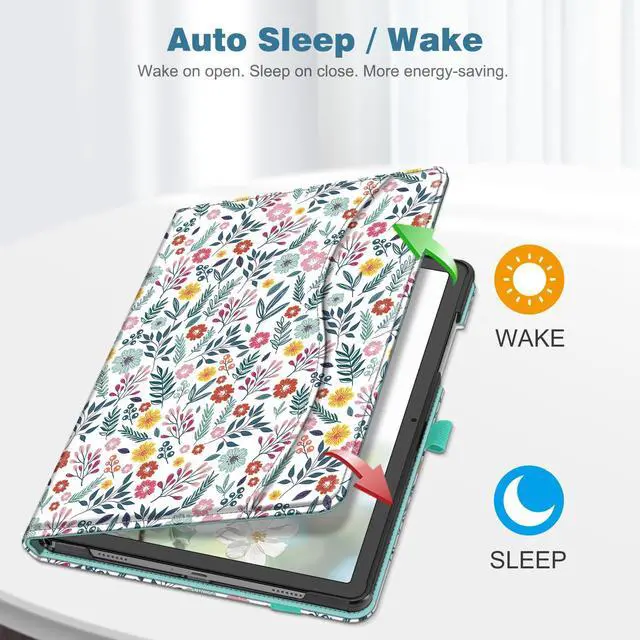 Alt view image 4 of 5 - Fintie Case for Samsung Galaxy Tab A9 Plus/A9+ 5G 11 Inch 2023 Model (SM-X210/X216/X218), Multi-Angle Viewing Smart Stand Back Cover with Pocket Auto Wake/Sleep, Spring Bloom