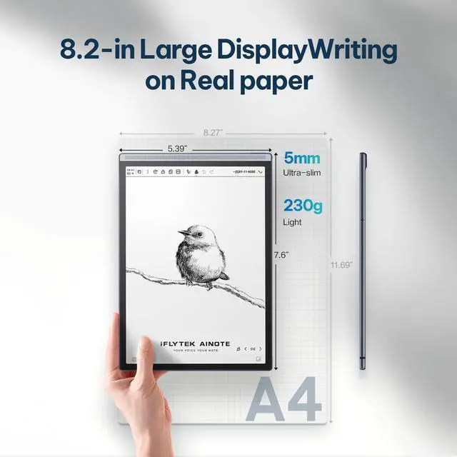 Alt view image 5 of 5 - AINOTE Air 2, 8.2-inch AI Note-Taking Tablet E Ink Tablet with24 Level Adjustable Light,Electronic Notebook with Pen,Voice-to-Text Transcription, Multi-Languages Chatgpt Support, for Meetings,Study.