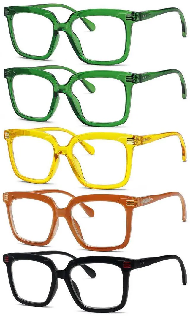 Main image of Eyekepper 5 Pack Square Reading Glasses for Women Large Frame Readers Include 2 Pairs Green +2.50