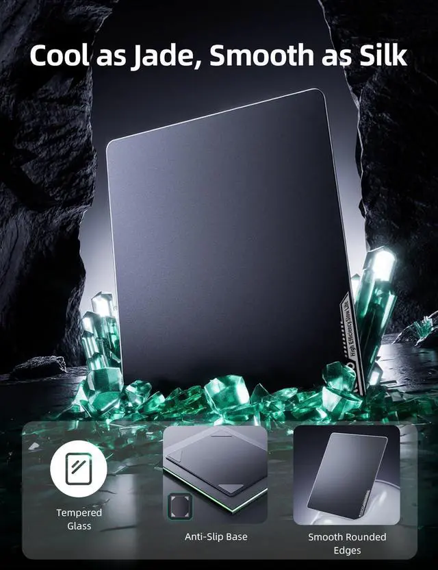 Alt view image 3 of 5 - llano MP001 Tempered Glass Gaming Mouse Pad for FPS Gamers, 17.7x15.8 Large Ultra-Smooth 0.85m Micro-Etched Surface, 3mm Thick, Non-Slip Base, Compatible with Viper/G502, Large