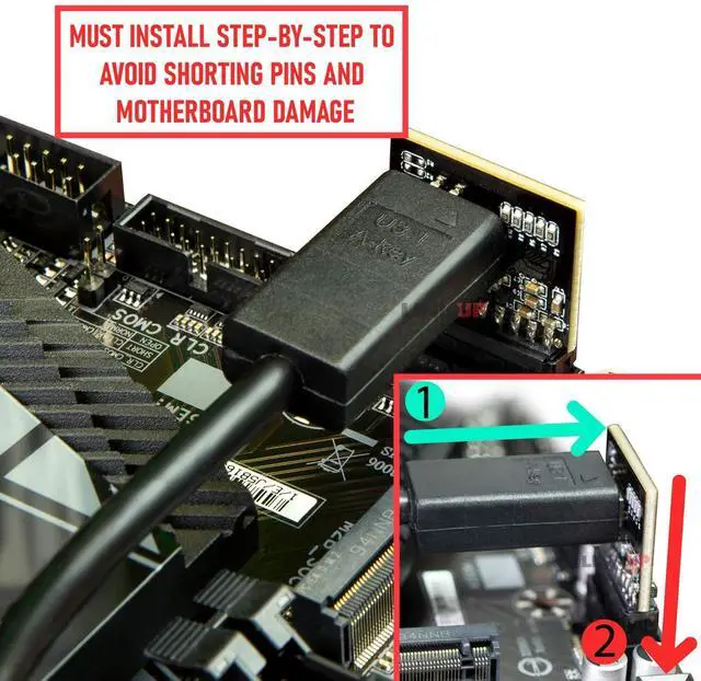 Alt view image 3 of 5 - LINKUP - USB 3.2 Gen 2x2 20Gbps USB-C Type Internal Panel Cable Mount Motherboard Header Extension Adapter|20-Pin A-Key Male with Cover to USB-C Female Connector with PCI Bracket - 40cm