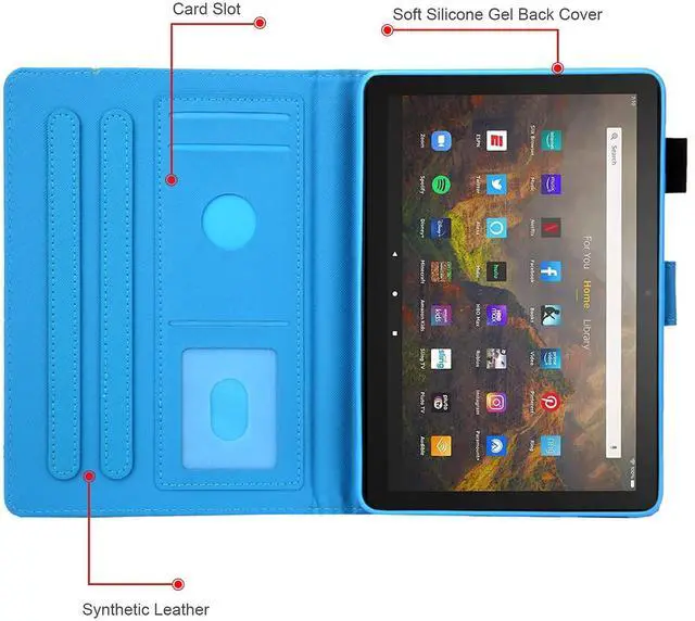 Alt view image 3 of 5 - Dteck Case for All-New Fire HD 10 & HD 10 Plus Tablet (2021 Release, 11th Generation) - Slim Multi-Angle Folio Stand Premium PU Leather Protective Smart Cover with Auto Wake Sleep, Marble Pineapple
