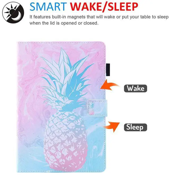 Alt view image 2 of 5 - Dteck Case for All-New Fire HD 10 & HD 10 Plus Tablet (2021 Release, 11th Generation) - Slim Multi-Angle Folio Stand Premium PU Leather Protective Smart Cover with Auto Wake Sleep, Marble Pineapple
