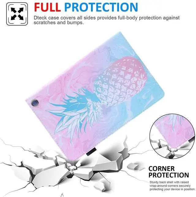 Alt view image 5 of 5 - Dteck Case for All-New Fire HD 10 & HD 10 Plus Tablet (2021 Release, 11th Generation) - Slim Multi-Angle Folio Stand Premium PU Leather Protective Smart Cover with Auto Wake Sleep, Marble Pineapple