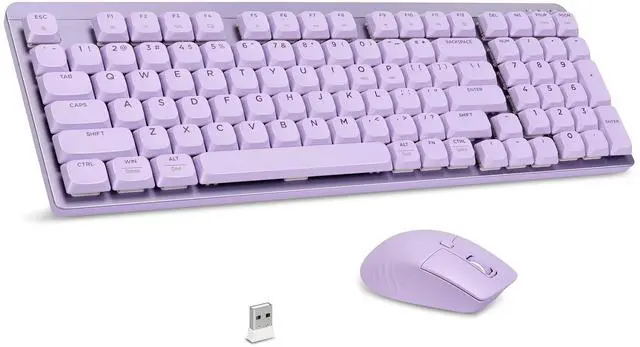 Main image of LeadsaiL FA98 Wireless Mechanical Keyboard and Mouse, 2.4Ghz Cordless Mechanical Keyboard and Silent Mouse, Low-Profile Red Switch, 98-Key Compact Slim 96% Keyboard for Windows/MacOS PC Laptop- Purple