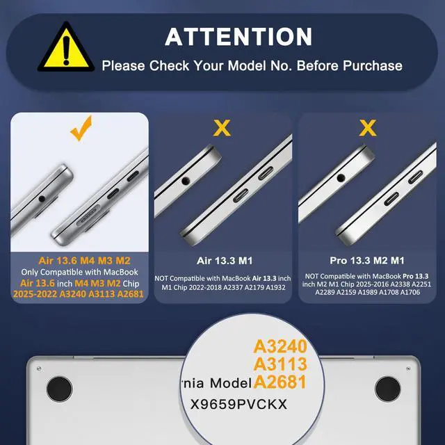 Alt view image 2 of 5 - MOSISO Compatible with MacBook Air 13 inch Case 2025 2024 2023 2022 M4 A3240 M3 A3113 M2 A2681,Anti-Cracking Heavy Duty TPU Bumper Hard Case&Keyboard Skin&ScreenFilm for MacBook Air 13.6, Smoke Gray