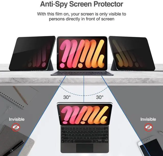 Alt view image 3 of 4 - ProCase Privacy Screen Protector for iPad Mini 7th(A17 Pro) 2024 / Mini 6th Generation 8.3" 2021, Anti-Spy Tempered Glass Film Guard for iPad Mini 7 6 8.3 Inch -2 Pack