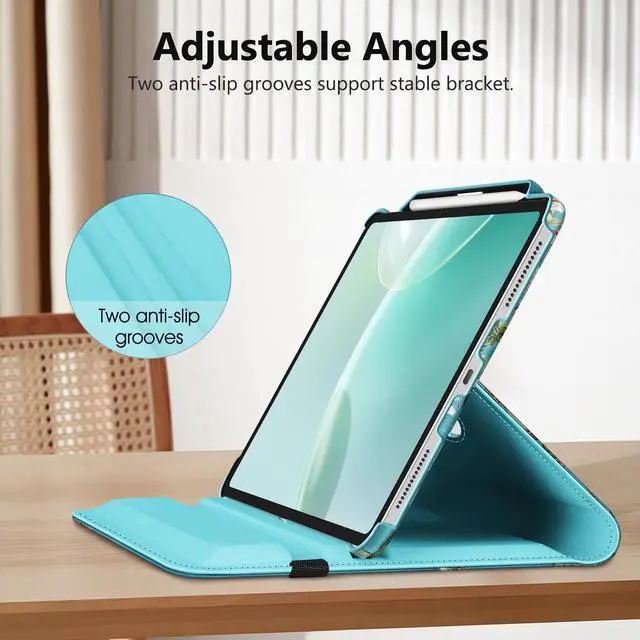 Alt view image 5 of 5 - Fintie Rotating Case for iPad Pro 13-inch (M4) 2024 with Pencil Holder - 360 Degree Swiveling Protective Stand Cover with Auto Wake/Sleep, Blossom
