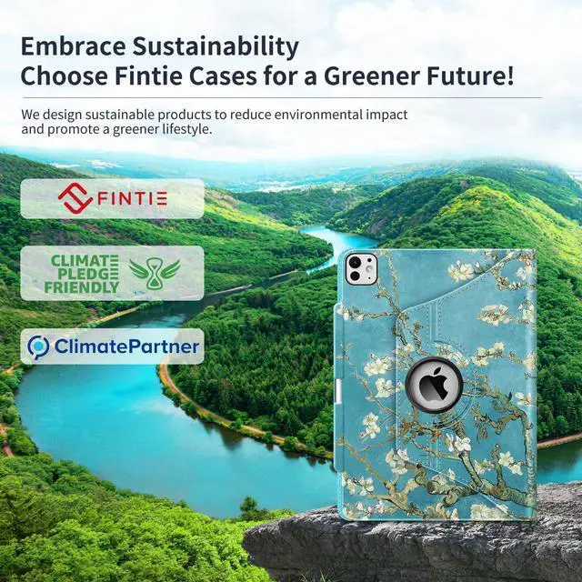 Alt view image 2 of 5 - Fintie Rotating Case for iPad Pro 13-inch (M4) 2024 with Pencil Holder - 360 Degree Swiveling Protective Stand Cover with Auto Wake/Sleep, Blossom