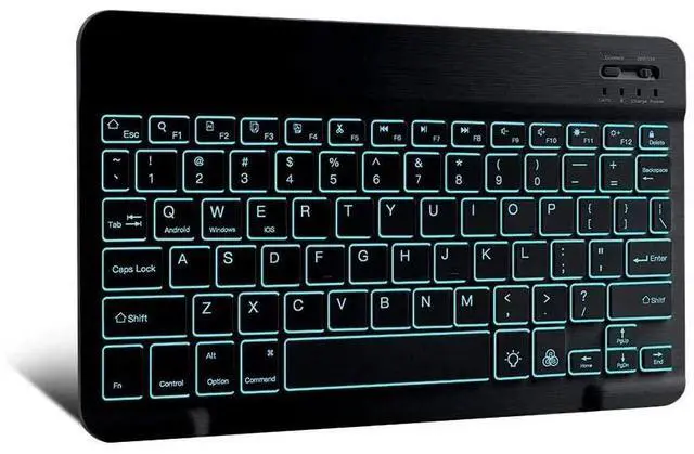 Alt view image 2 of 5 - BoxWave Keyboard Compatible with Apple iPhone 12 Pro Max - SlimKeys Bluetooth Keyboard - with Backlight, Portable Slim LED 7 Colors - Jet Black