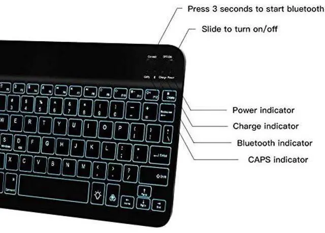 Alt view image 3 of 5 - BoxWave Keyboard Compatible with Apple iPhone 12 Pro Max - SlimKeys Bluetooth Keyboard - with Backlight, Portable Slim LED 7 Colors - Jet Black