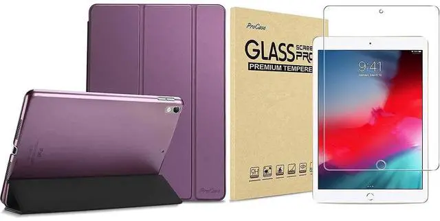 Main image of ProCase iPad Air 3 10.5" 2019 / iPad Pro 10.5" 2017 Purple Slim Hard Shell Case Bundle with Tempered Glass Screen Protector