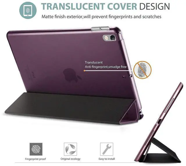 Alt view image 4 of 5 - ProCase iPad Air 3 10.5" 2019 / iPad Pro 10.5" 2017 Purple Slim Hard Shell Case Bundle with Tempered Glass Screen Protector