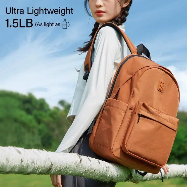 Alt view image 5 of 5 - Hanke Travel Backpack for Women Men, Effortless Work Backpack for Women, Airline Approved Anti Theft Backpacks with Luggage Strap, Lightweight School Backpacks Casual Daypack (Reddish Brown)