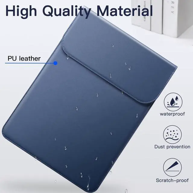 Alt view image 5 of 5 - JETech Slim Laptop Sleeve for MacBook Air 13-Inch (M4/M3/M2) 2022-2025, MacBook Pro 13-Inch (M2/M1) 2016-2022, PU Leather Case (Navy)