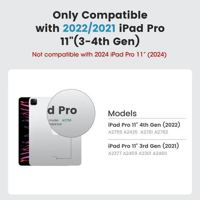 Alt view image 2 of 5 - PITAKA iPad Pro 11 Inch Case (2022/2021, 4th/3rd Gen), Fits MagEZ Folio 2 & MagEZ Stand, Aramid Fiber Made, Black/Grey