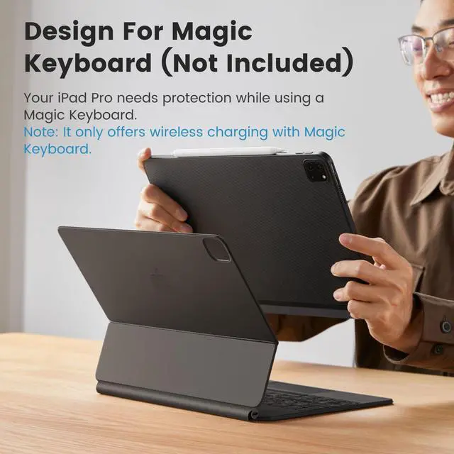 Alt view image 3 of 5 - PITAKA iPad Pro 11 Inch Case (2022/2021, 4th/3rd Gen), Fits MagEZ Folio 2 & MagEZ Stand, Aramid Fiber Made, Black/Grey