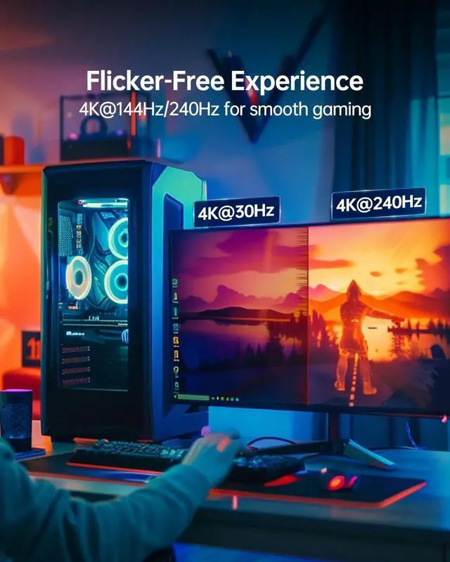 Alt view image 3 of 5 - AGFINEST VESA Certified 16K@30Hz USB C to DisplayPort 2.1 Cable,[16K@30Hz 8K@120Hz 4K@240Hz], 80Gbps Unidirectional Transmission Compatible MacBook Pro,iPhone 16/15 Plus Pro, iPad (3.3FT)
