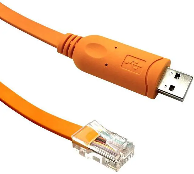 Alt view image 2 of 5 - Aexus X2C2/JL448A Console Cable for Aruba | FTDI 3.3V TTL | USB Type A to RJ45 6ft (1.8M) | HPE JL448A | Wireless AP | Controllers | Switch | Orange Long Serial Cable