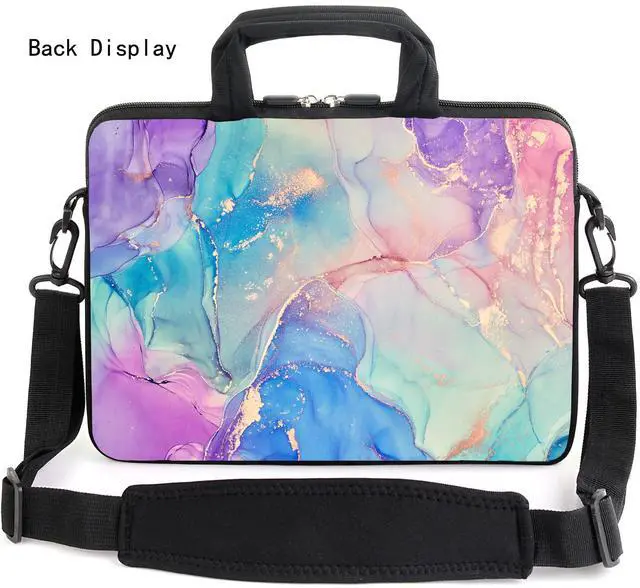 Alt view image 3 of 5 - AMARY 15.4" 15.6" laptop sleeve adjustable shoulder strap with handle accessory pocket for men women (Marble-1)