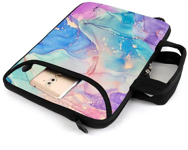 Alt view image 5 of 5 - AMARY 15.4" 15.6" laptop sleeve adjustable shoulder strap with handle accessory pocket for men women (Marble-1)