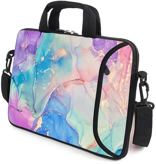 Alt view image 2 of 5 - AMARY 15.4" 15.6" laptop sleeve adjustable shoulder strap with handle accessory pocket for men women (Marble-1)