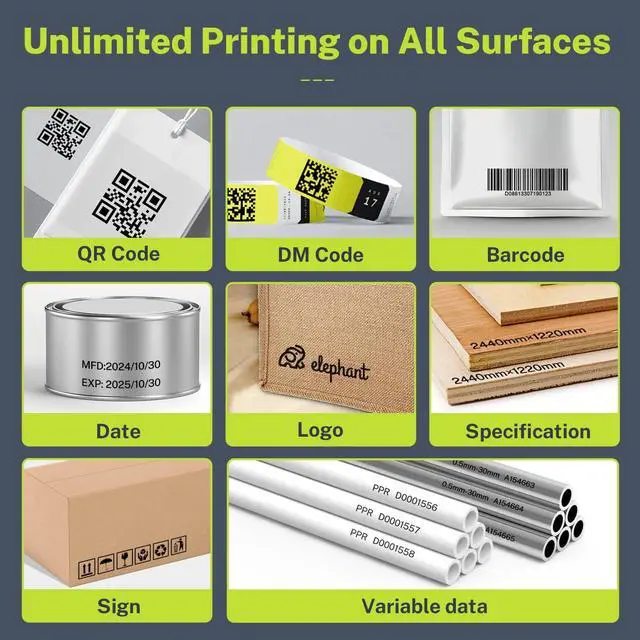 Alt view image 2 of 5 - ALLWORK 12.7mm/0.5 Inch Handheld Inkjet Printer Bundle with 2-Pack CB22B Advanced Fast Dry Ink