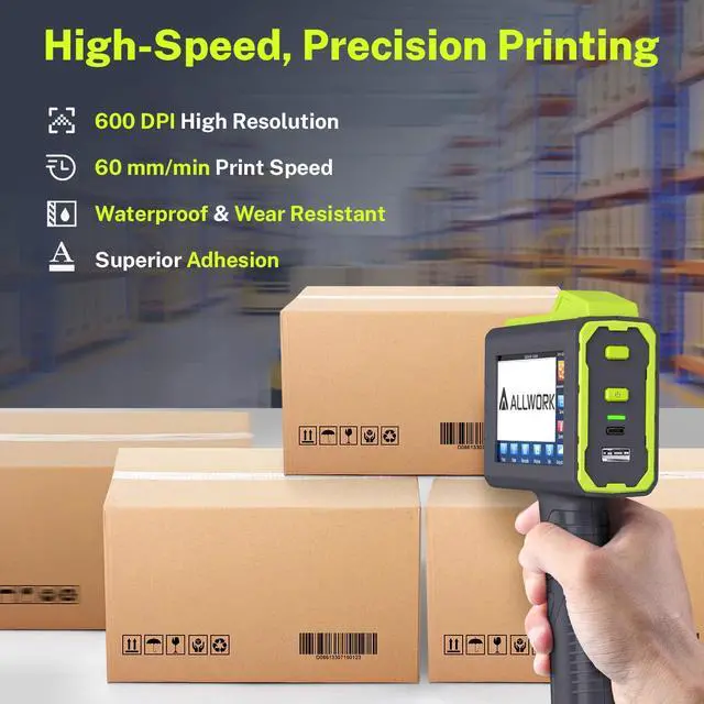 Alt view image 4 of 5 - ALLWORK 12.7mm/0.5 Inch Handheld Inkjet Printer Bundle with 2-Pack CB22B Advanced Fast Dry Ink