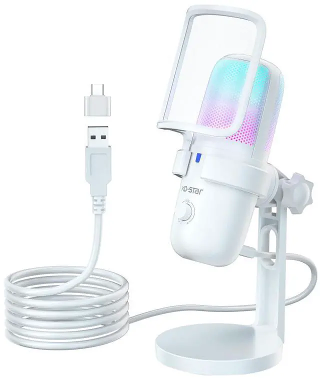 Main image of Pro USB Microphone for PC/PS5/Mac - Gaming, Streaming & Podcast Studio Mic with Omnidirectional Sound, RGB Lighting, Quick Mute, Noise Cancellation - Includes Pop Filter, Shock Mount, Boom Arm