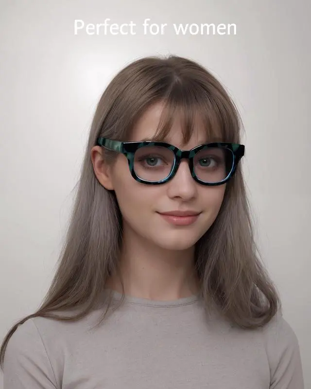 Alt view image 2 of 5 - ANRRI Blue Light Blocking Glasses for Women and Men, Oversized Blue Light Computer Glasses, Tortoise-Green Frame