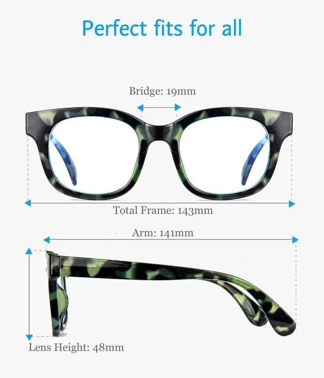 Alt view image 4 of 5 - ANRRI Blue Light Blocking Glasses for Women and Men, Oversized Blue Light Computer Glasses, Tortoise-Green Frame