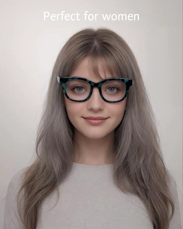 Alt view image 3 of 5 - ANRRI Blue Light Blocking Glasses for Women and Men, Oversized Blue Light Computer Glasses, Tortoise-Green Frame