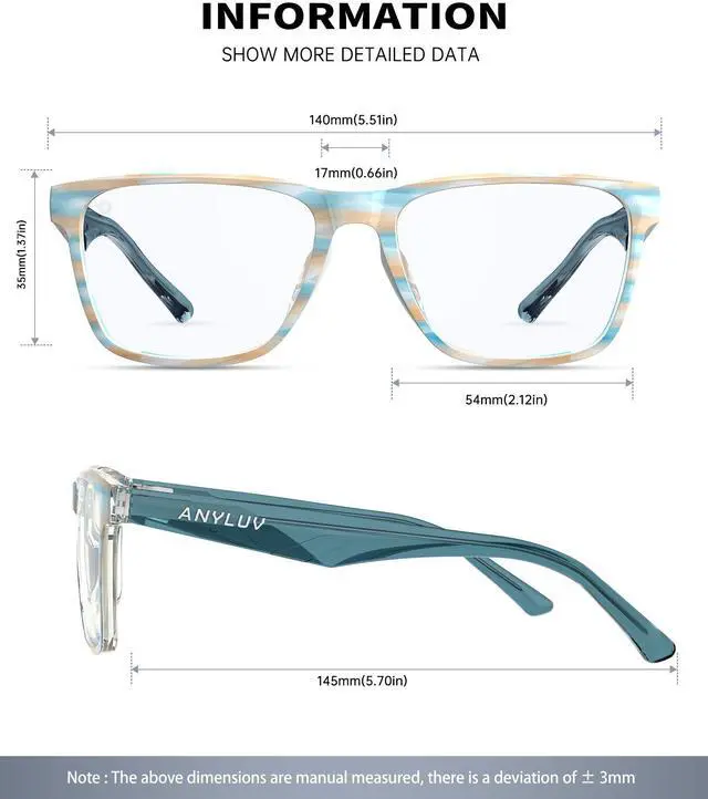 Alt view image 3 of 5 - ANYLUV Blue Light Glasses for Men & Women, Stylish Blue Light Blocking Glasses, UV400 Protection & Anti Eyestrain Eyewear